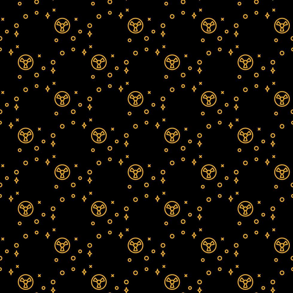 Nuclear Weapon in Space vector Radiation seamless pattern in thin line style