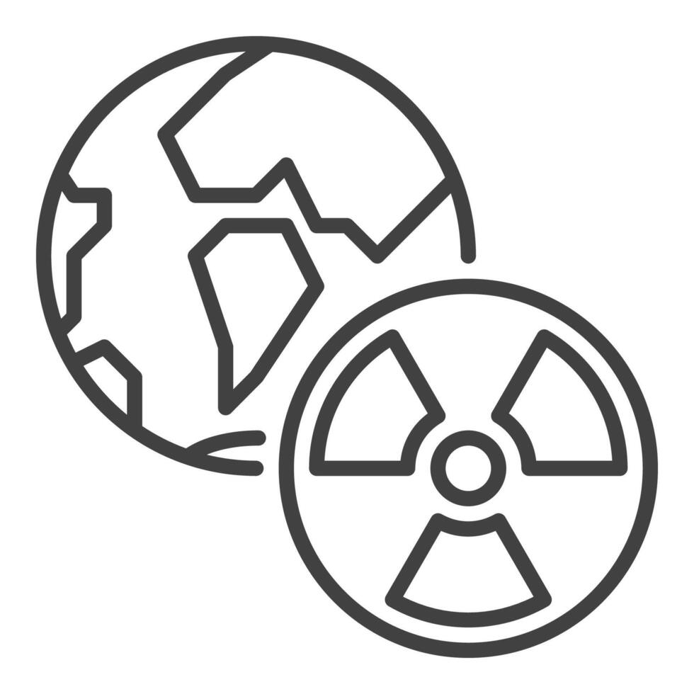 Radiation Symbol with Earth Globe vector icon or sign in thin line style