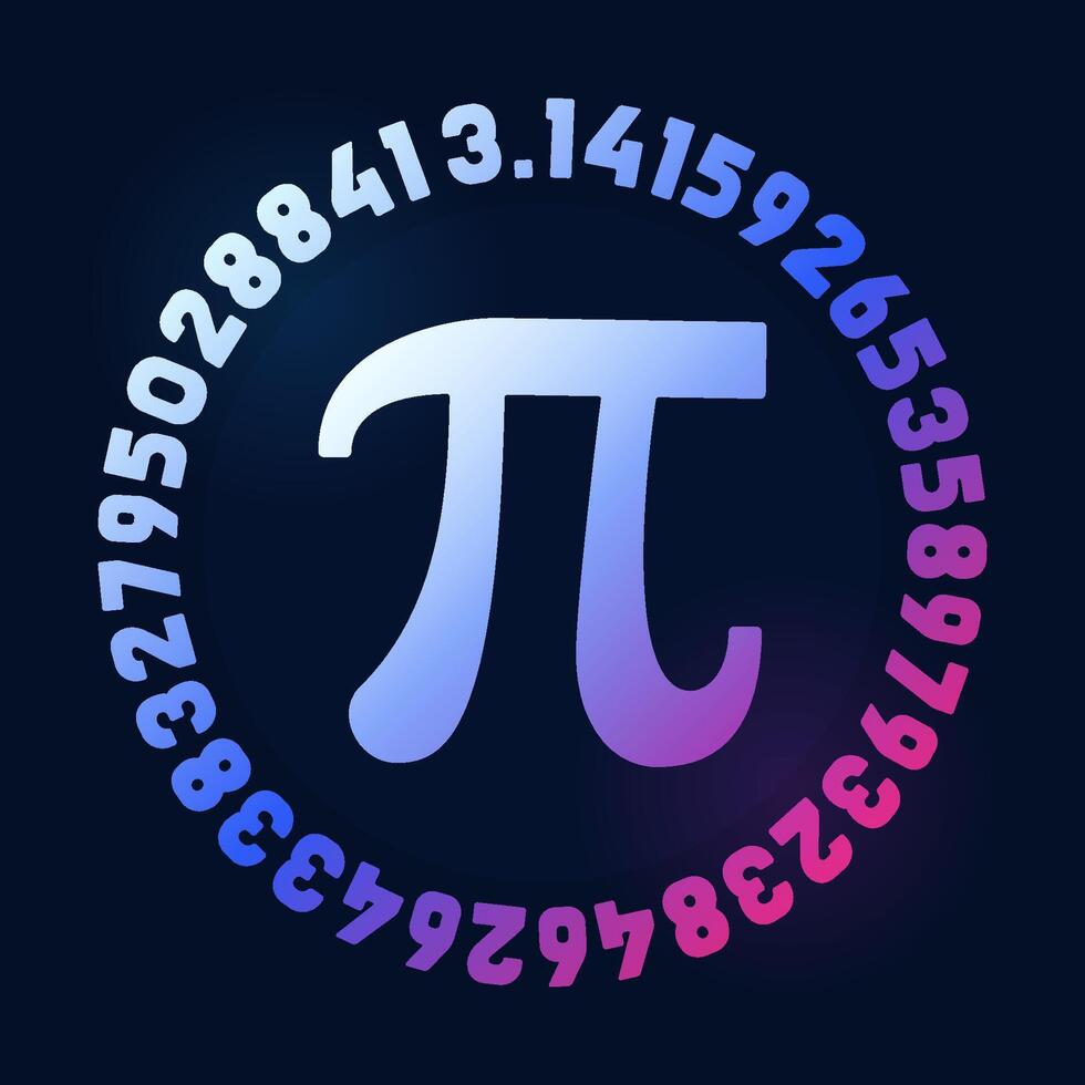 3,14 dígitos y Pi símbolo vector matemático constante redondo ilustración. matemáticas de colores antecedentes - contento Pi día