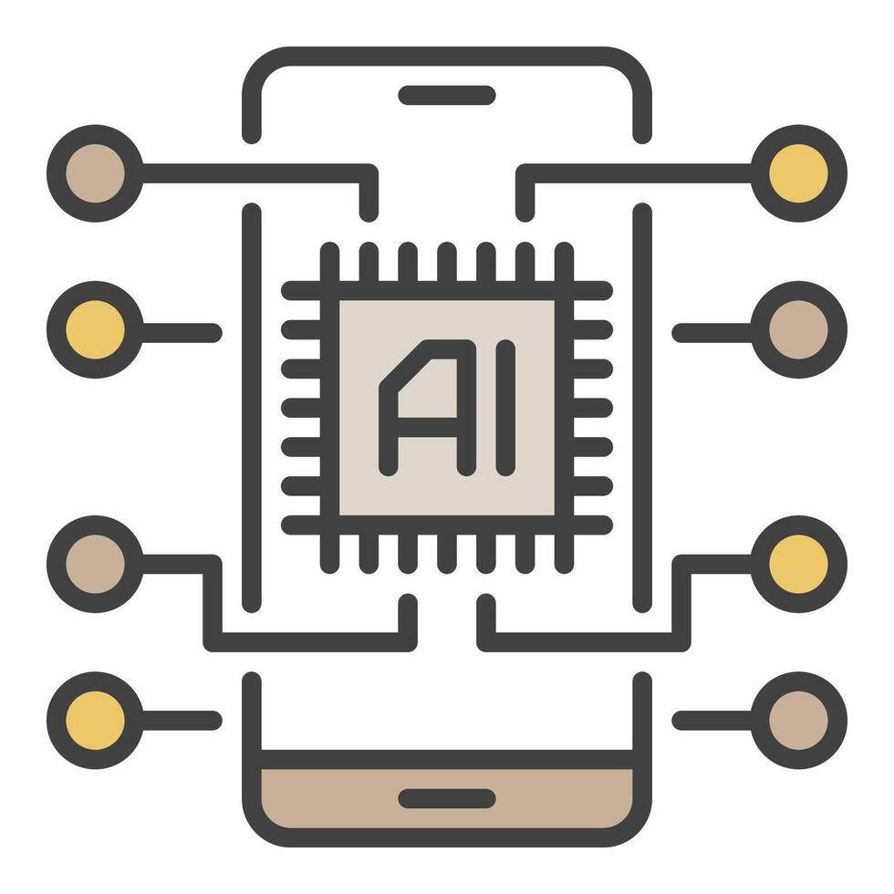 Smartphone and AI Chip vector New Mobile Technology colored icon or design element