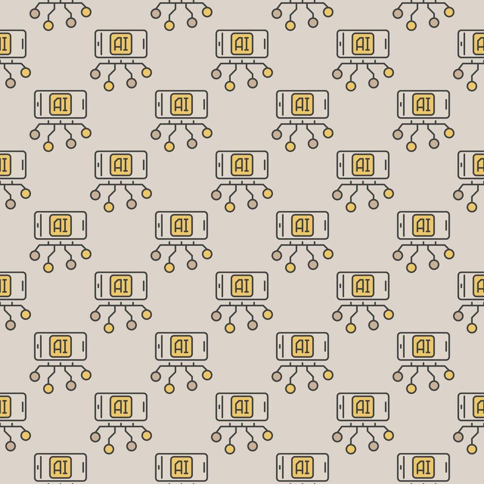 AI and Smartphone vector Phone with Artificial Intelligence colored seamless pattern