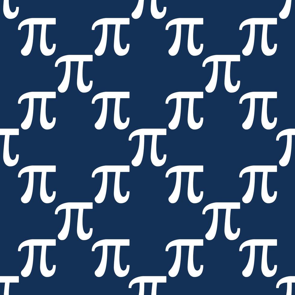 Pi Sign vector Mathematics and Science seamless pattern with blue background