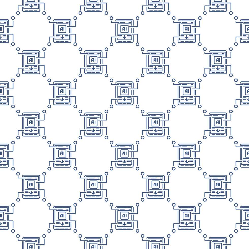 AI in Smart Phone vector Artificial Intelligence Smartphone thin line seamless pattern