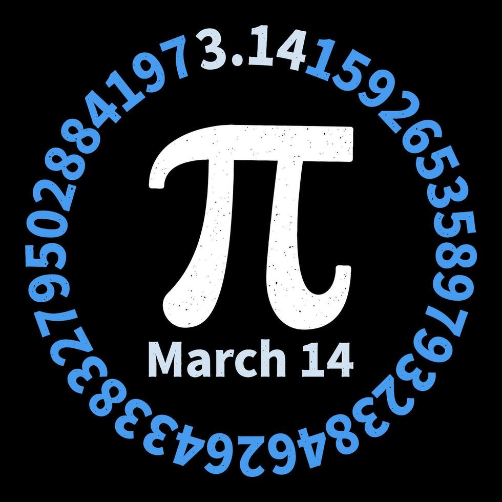 marzo 14 Pi día redondo vector Clásico antecedentes. Pi dígitos en circulo forma matemáticas afligido ilustración