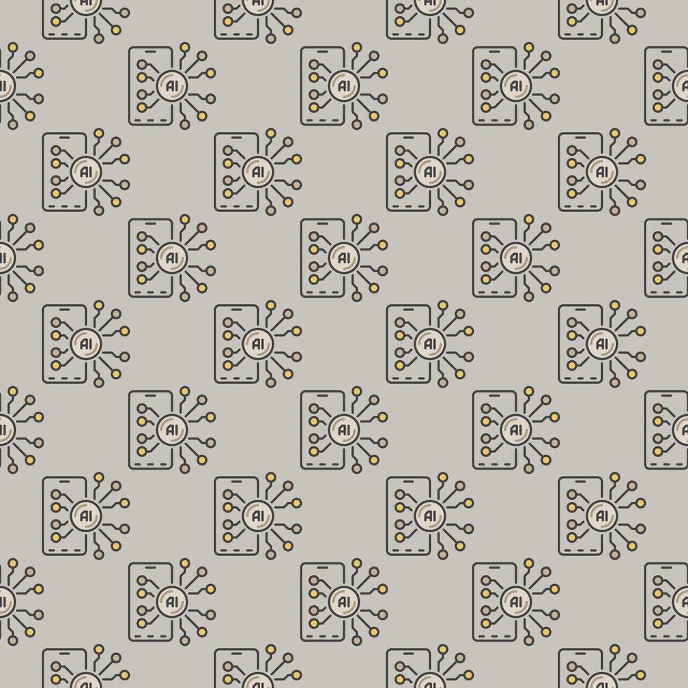 New AI Smartphone vector Artificial Intelligence Device colored seamless pattern