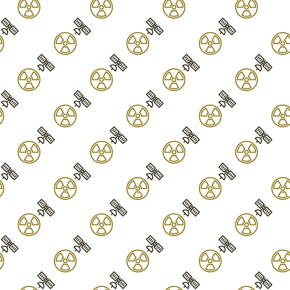 Satellite and Radiation sign in Space vector outline seamless pattern