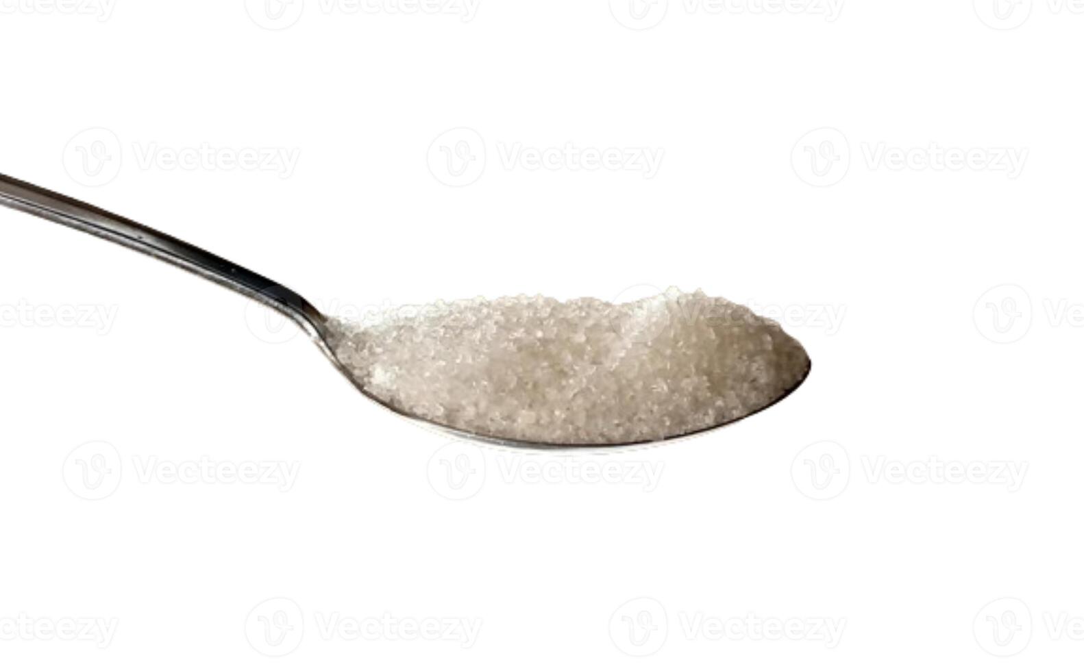 teaspoon sugar isolated on white background photo