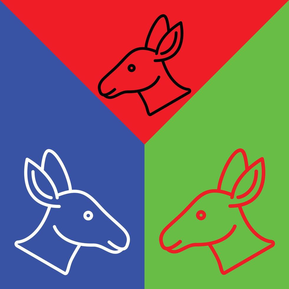 Deer Vector Icon, Lineal style icon, from Animal Head icons collection, isolated on Red, Blue and Green Background.