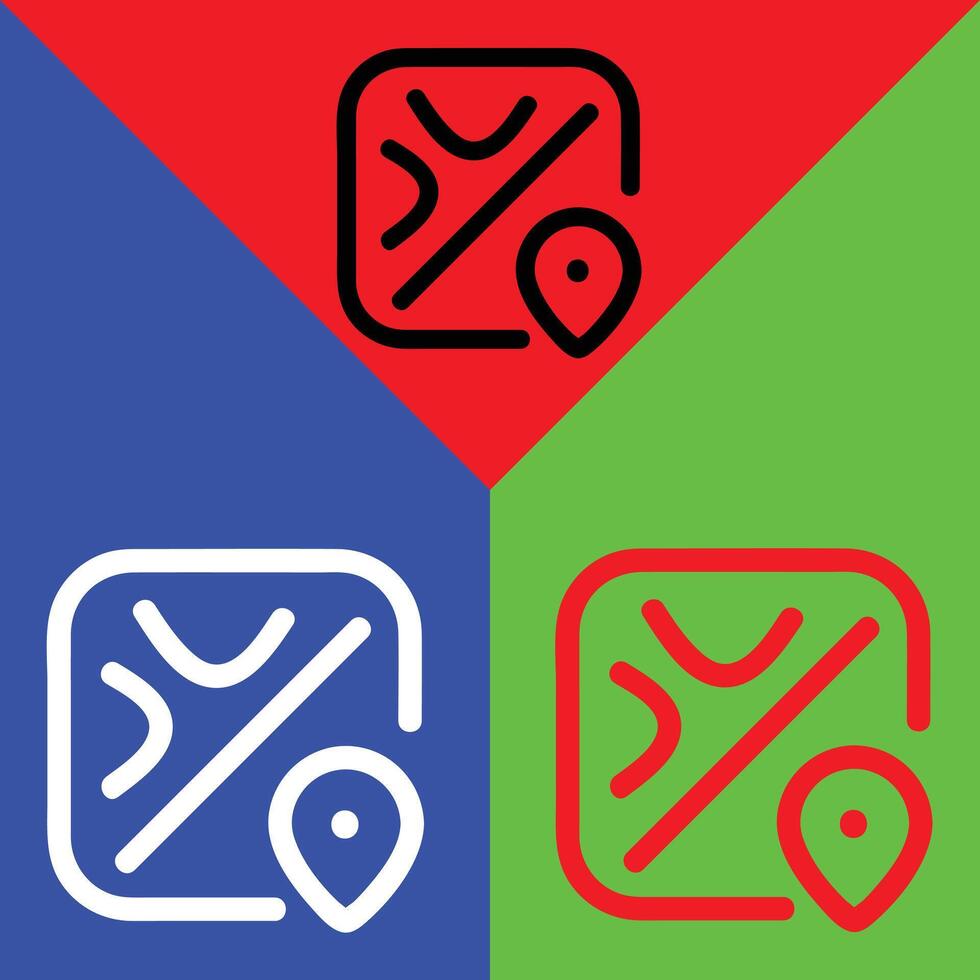 Map vector icon, Outline style, isolated on Red, Green and Blue Background.