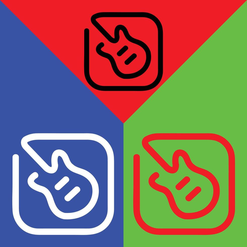 Music maker or Music player app vector icon, Outline style, isolated on Red, Green and Blue Background.