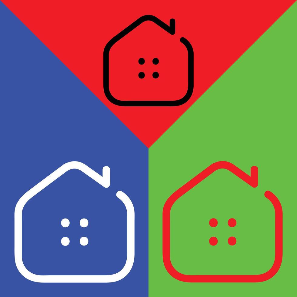 House Vector Icon, isolated on Red, Green and Blue Background.