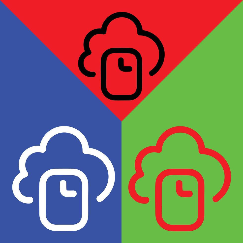 Cloud Drive Vector Icon, Outline style, isolated on Red, Green and Blue Background.