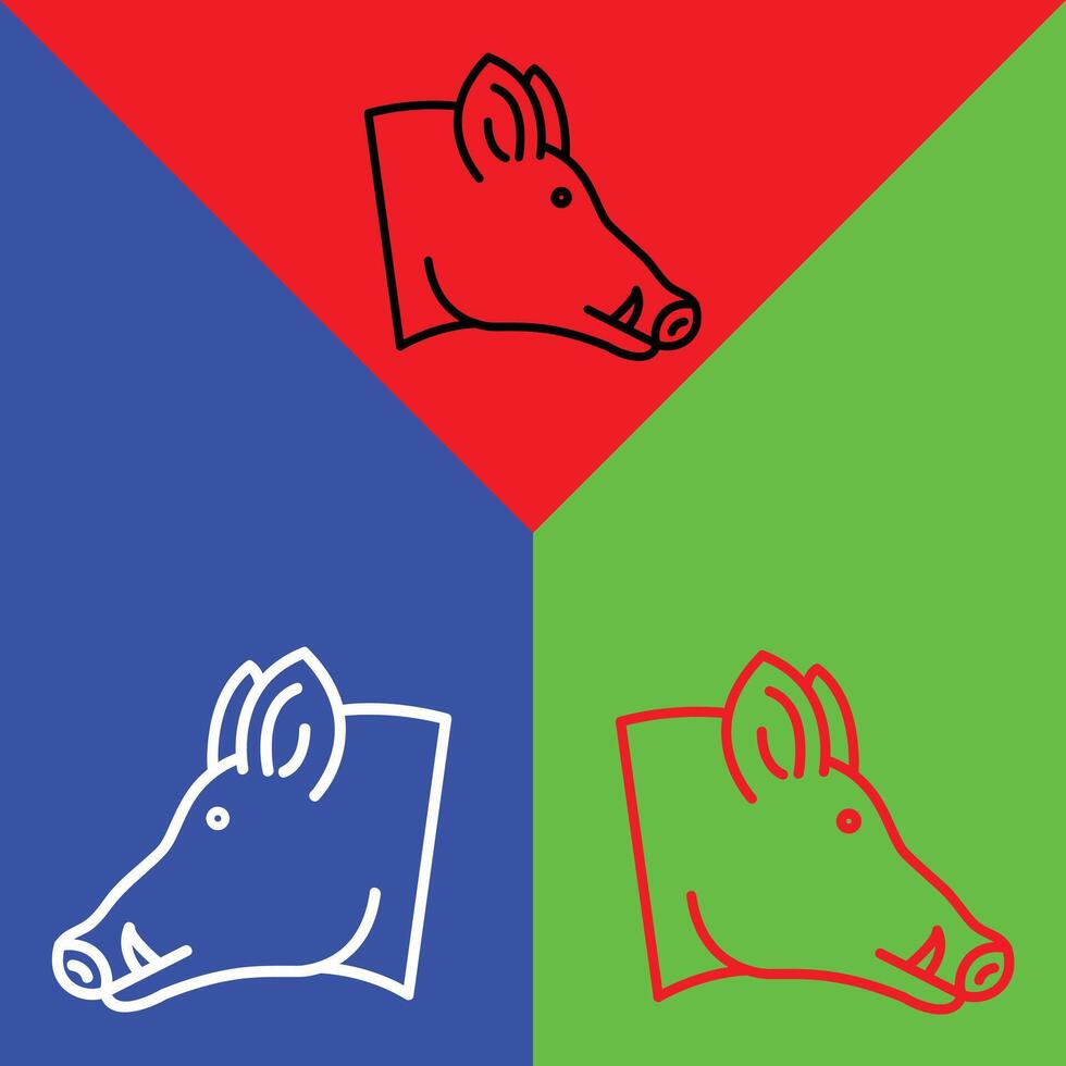 salvaje cerdo vector icono, lineal estilo icono, desde animal cabeza íconos recopilación, aislado en rojo, azul y verde antecedentes.