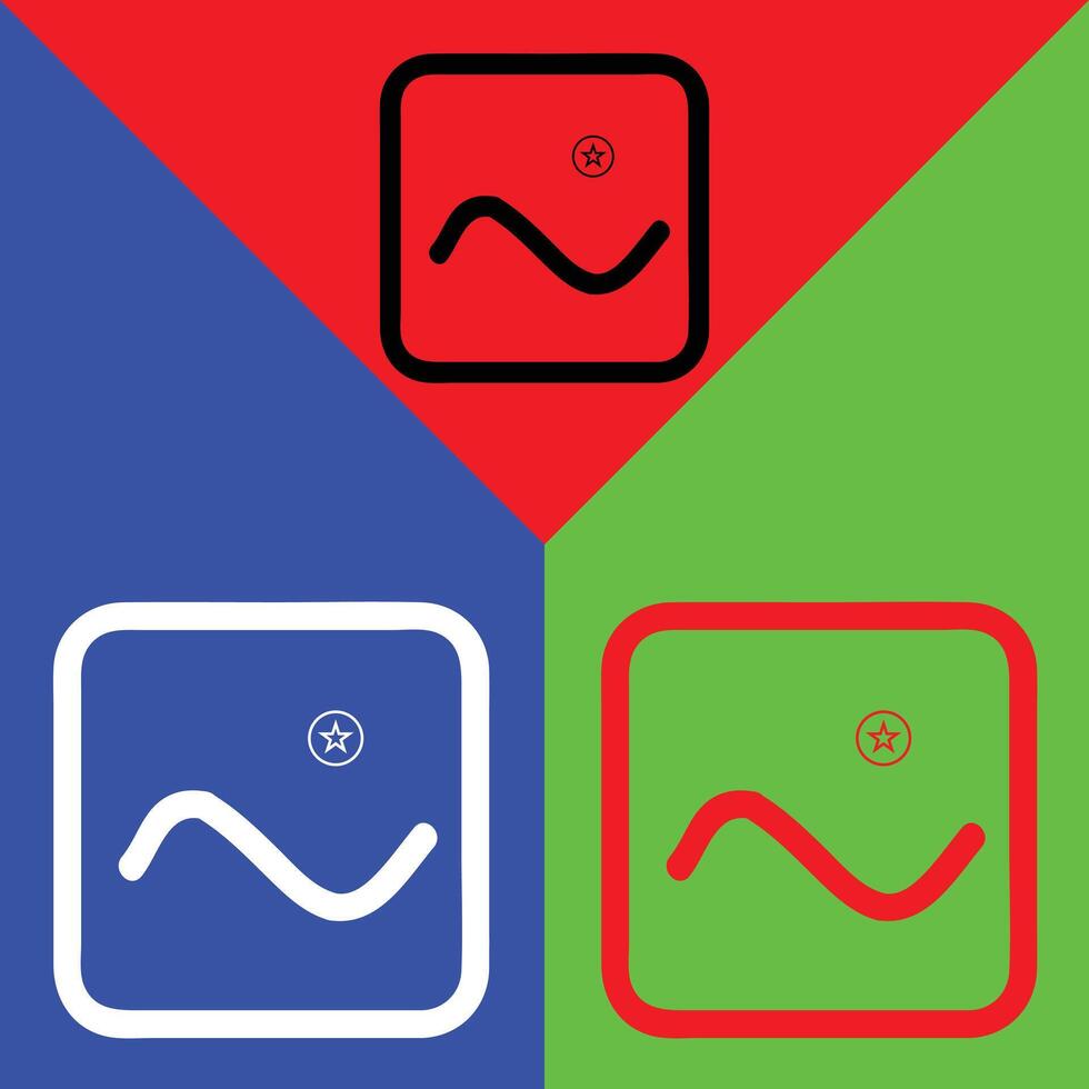 Image icon, Outline style, isolated on Red, Green and Blue Background. vector