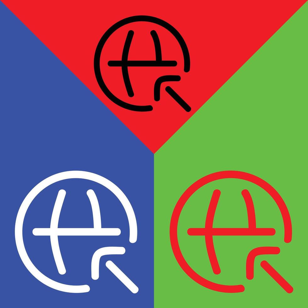 Browser Vector Icon, Outline style, isolated on Red, Green and Blue Background.