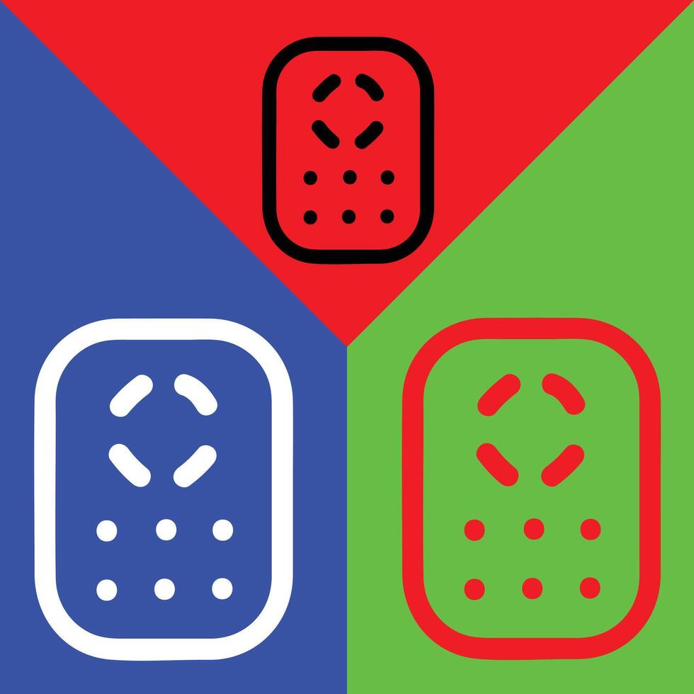 Remote control Vector Icon, Outline style, isolated on Red, Green and Blue Background.