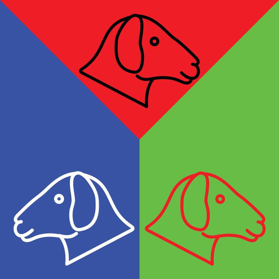 oveja vector icono, lineal estilo icono, desde animal cabeza íconos recopilación, aislado en rojo, azul y verde antecedentes.