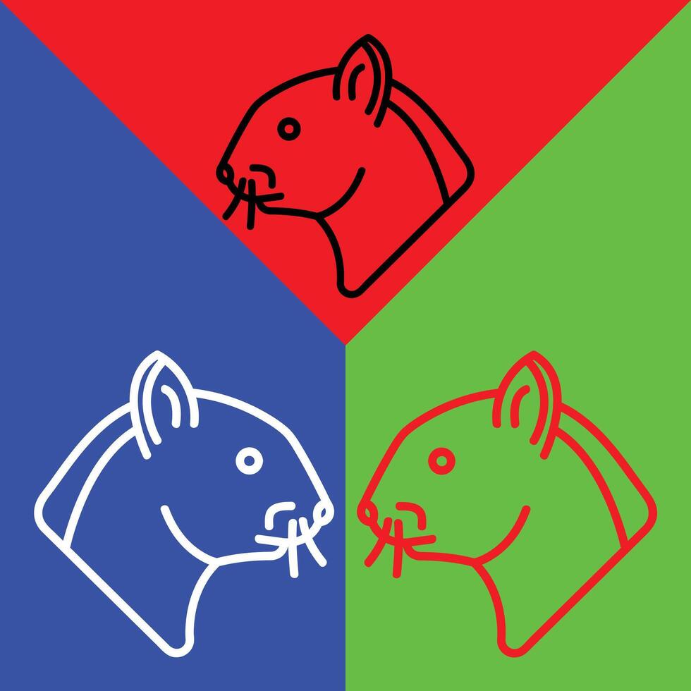 ardilla vector icono, lineal estilo icono, desde animal cabeza íconos recopilación, aislado en rojo, azul y verde antecedentes.