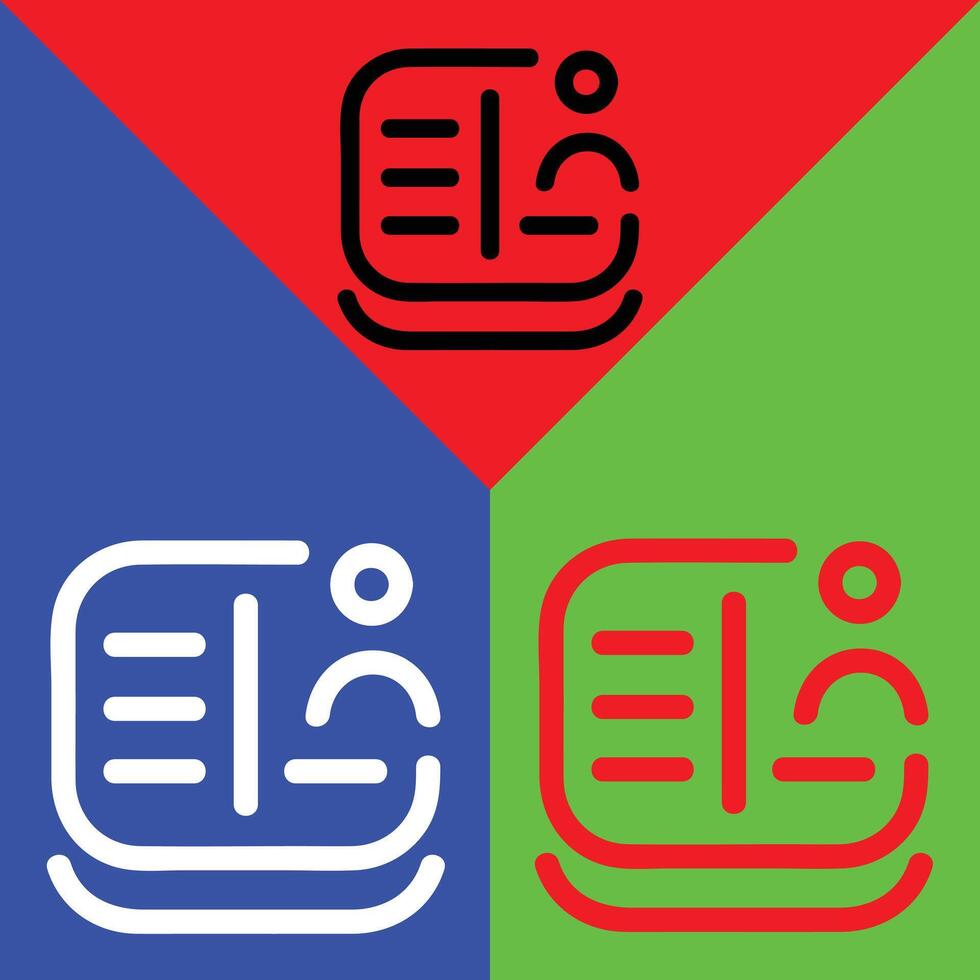 Contacts vector icon, Outline style, isolated on Red, Green and Blue Background.