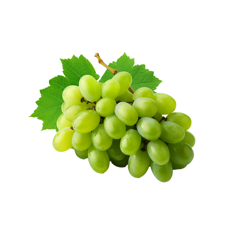 AI generated A bunch of green grape with leaves png isolated on transparent background