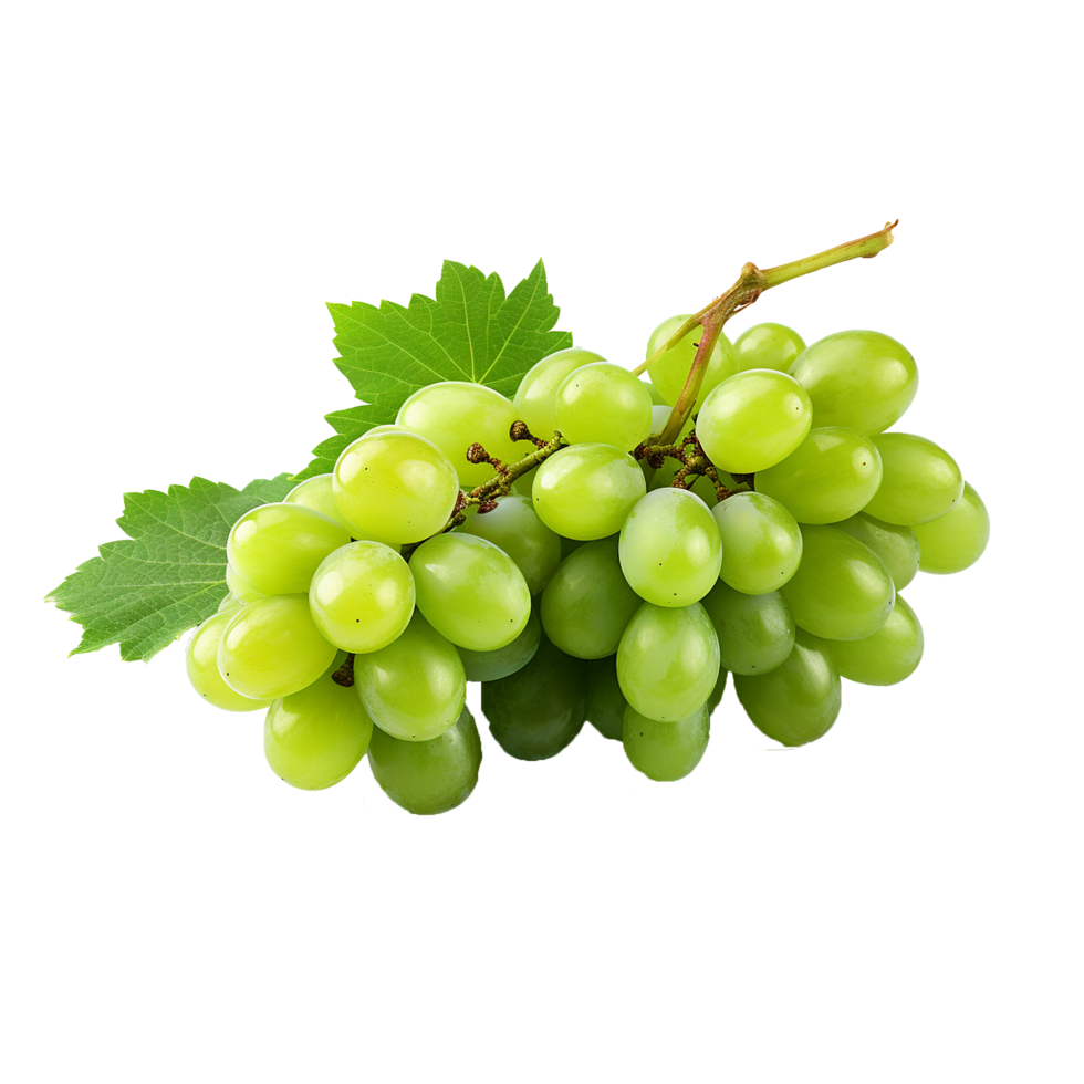 AI generated A bunch of green grape with leaves png isolated on transparent background