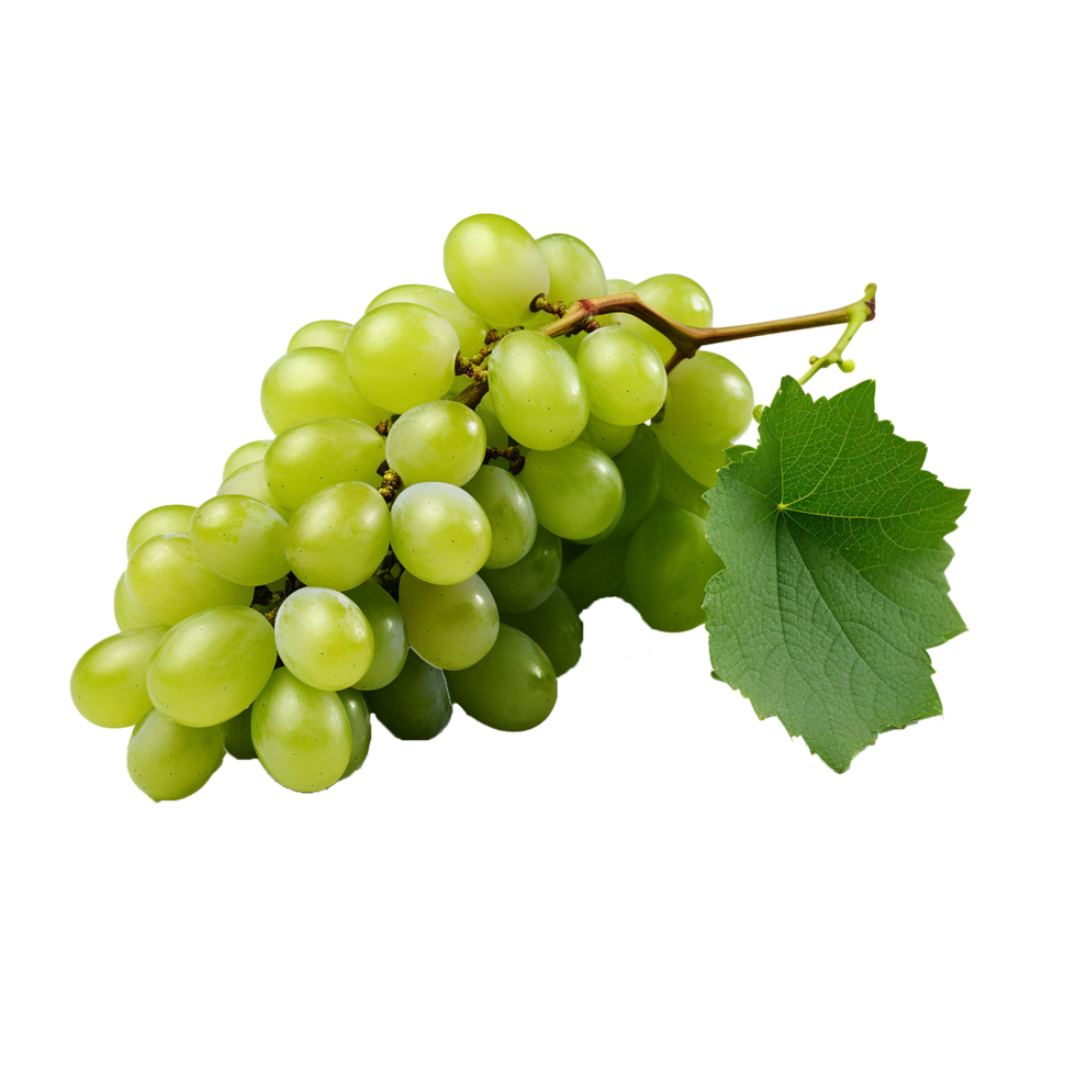 AI generated A bunch of green grape with leaves png isolated on transparent background