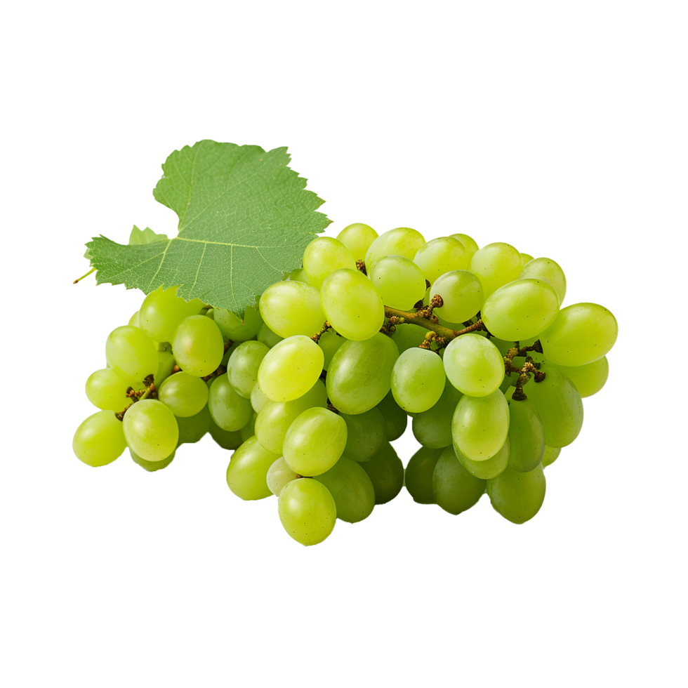 AI generated A bunch of green grape with leaves png isolated on transparent background