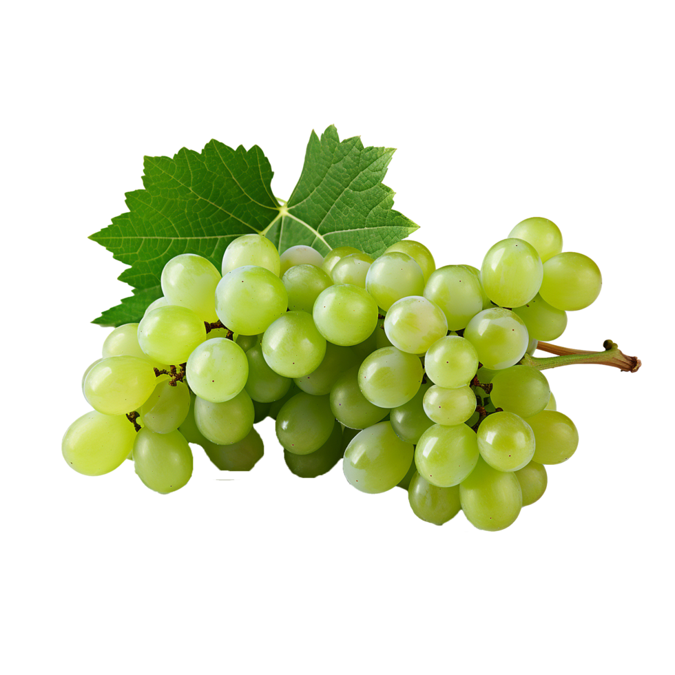 AI generated A bunch of green grape with leaves png isolated on transparent background