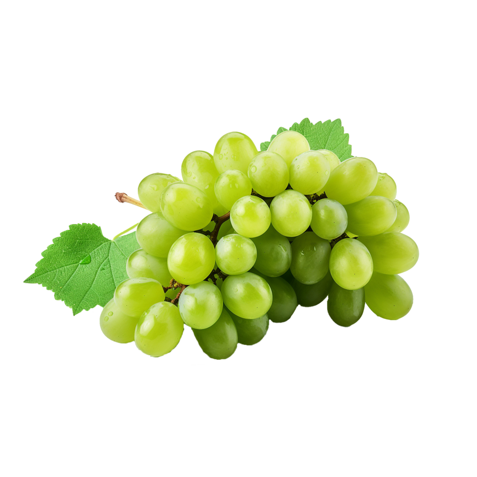 AI generated A bunch of green grape with leaves png isolated on transparent background