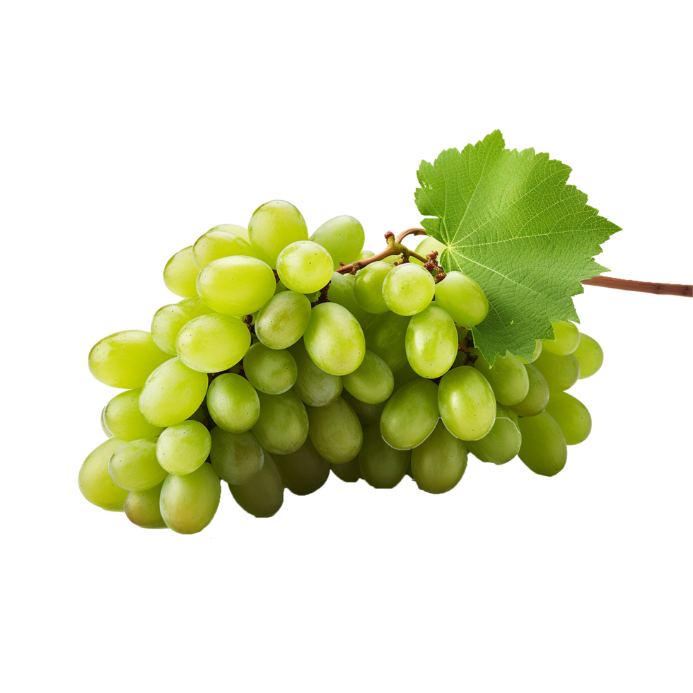 AI generated A bunch of green grape with leaves png isolated on transparent background