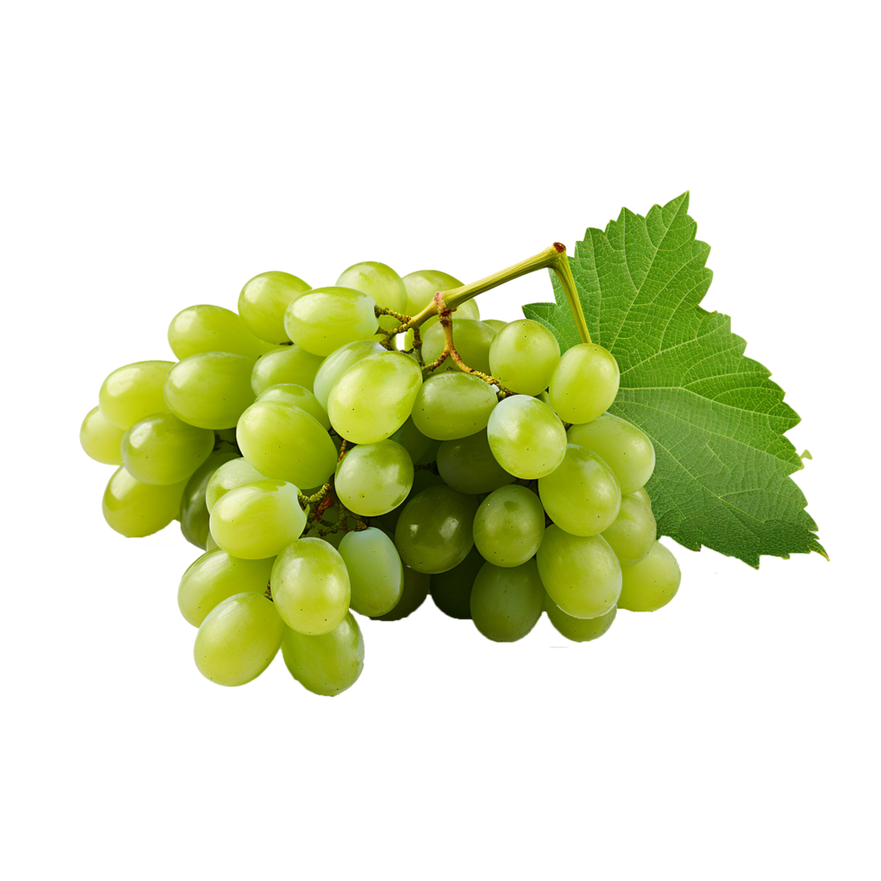 AI generated A bunch of green grape with leaves png isolated on transparent background