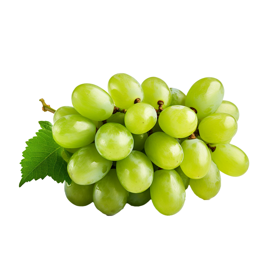 AI generated A bunch of green grape with leaves png isolated on transparent background