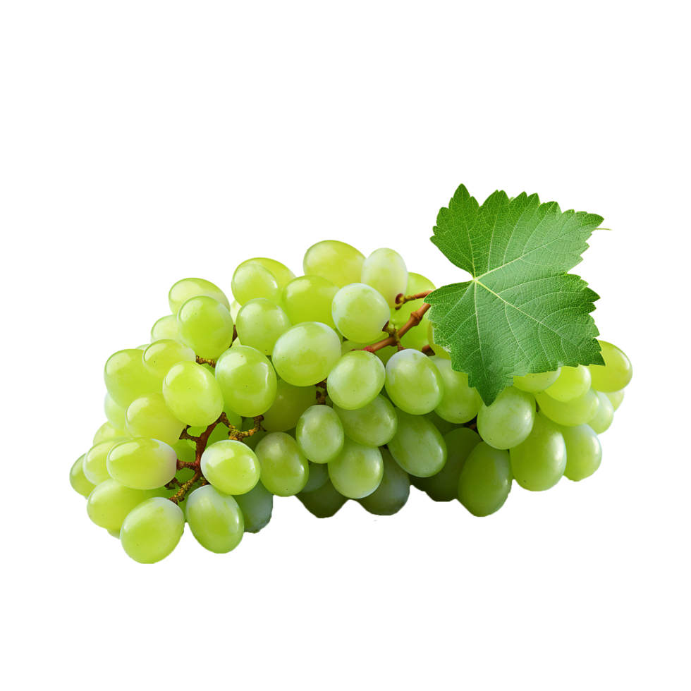 AI generated A bunch of green grape with leaves png isolated on transparent background
