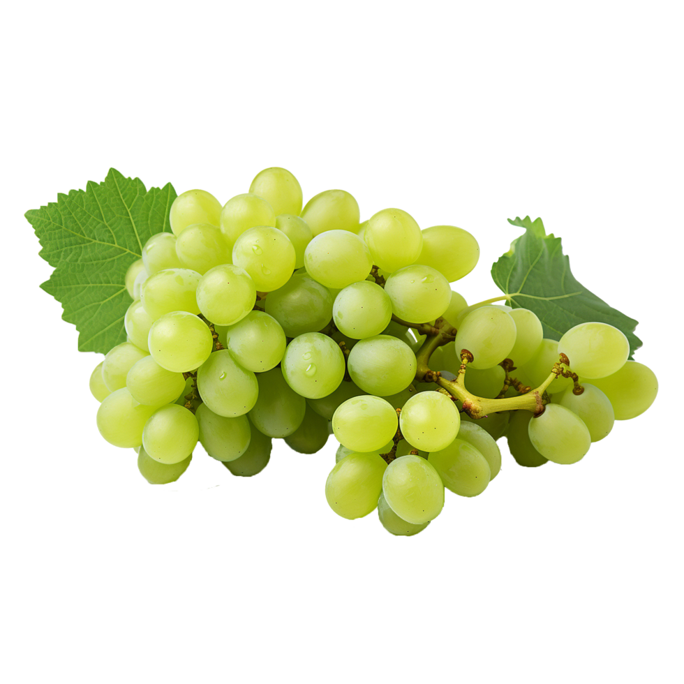 AI generated A bunch of green grape with leaves png isolated on transparent background