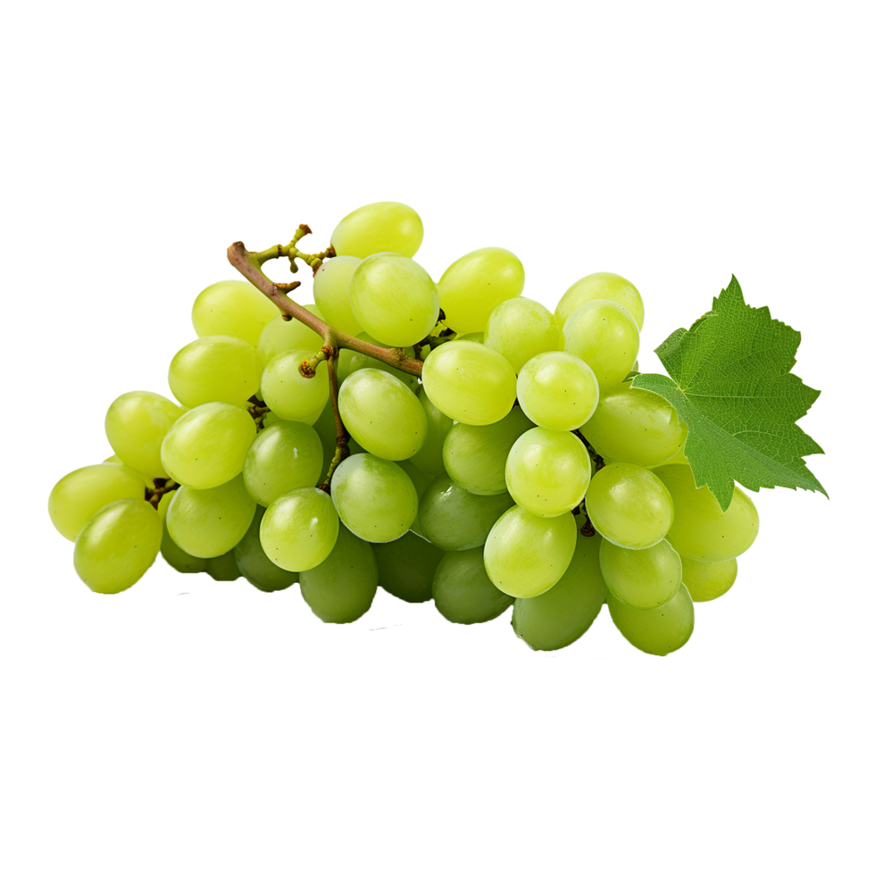 AI generated A bunch of green grape with leaves png isolated on transparent background
