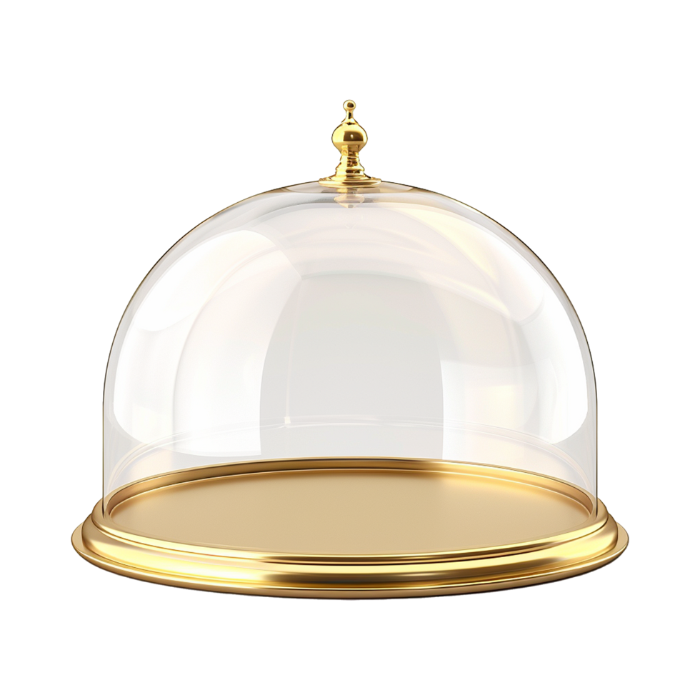 ai generato d'oro ristorante campana di vetro isolato su trasparente sfondo png