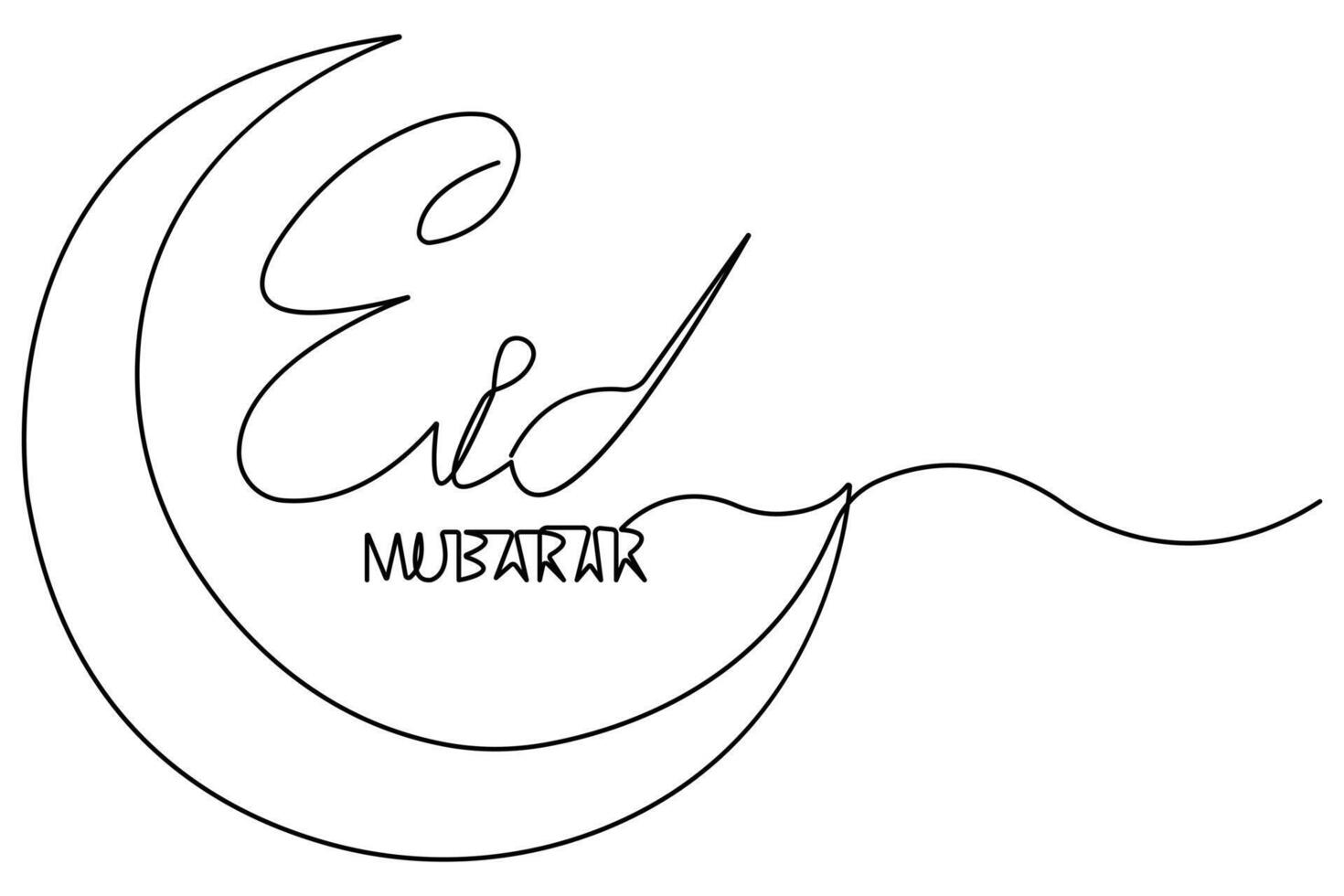 Islamic decoration concept Ramadan Kareem continuous one line art drawing of Eid Mubarak vector illustration