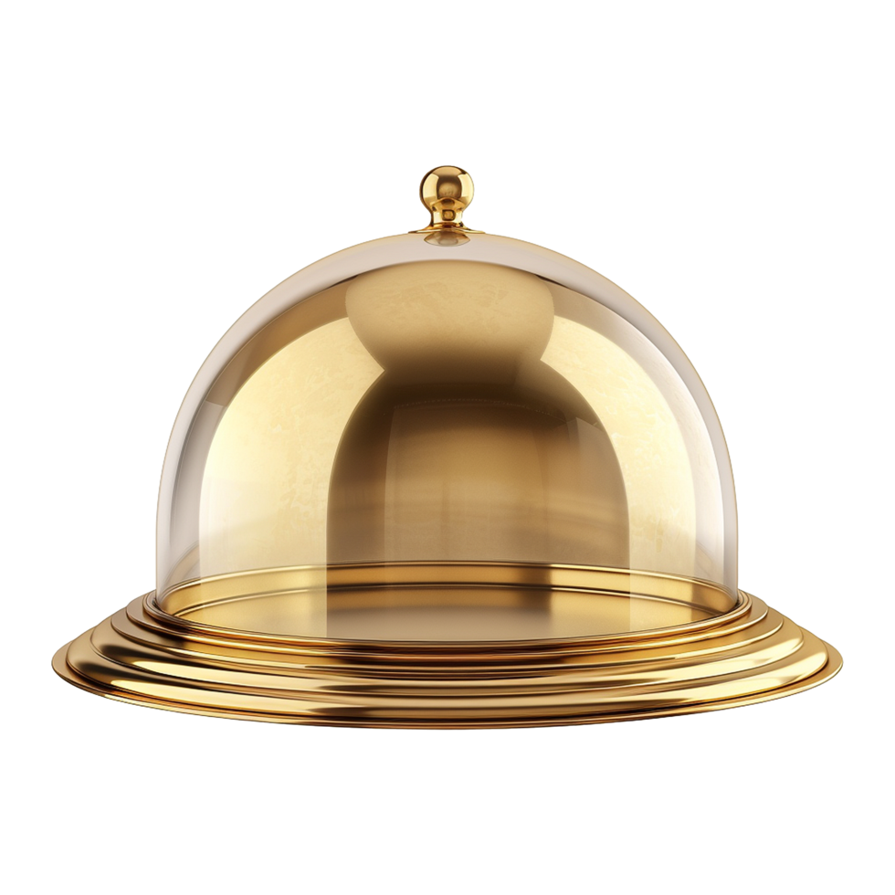 AI generated Golden restaurant cloche isolated on transparent background png