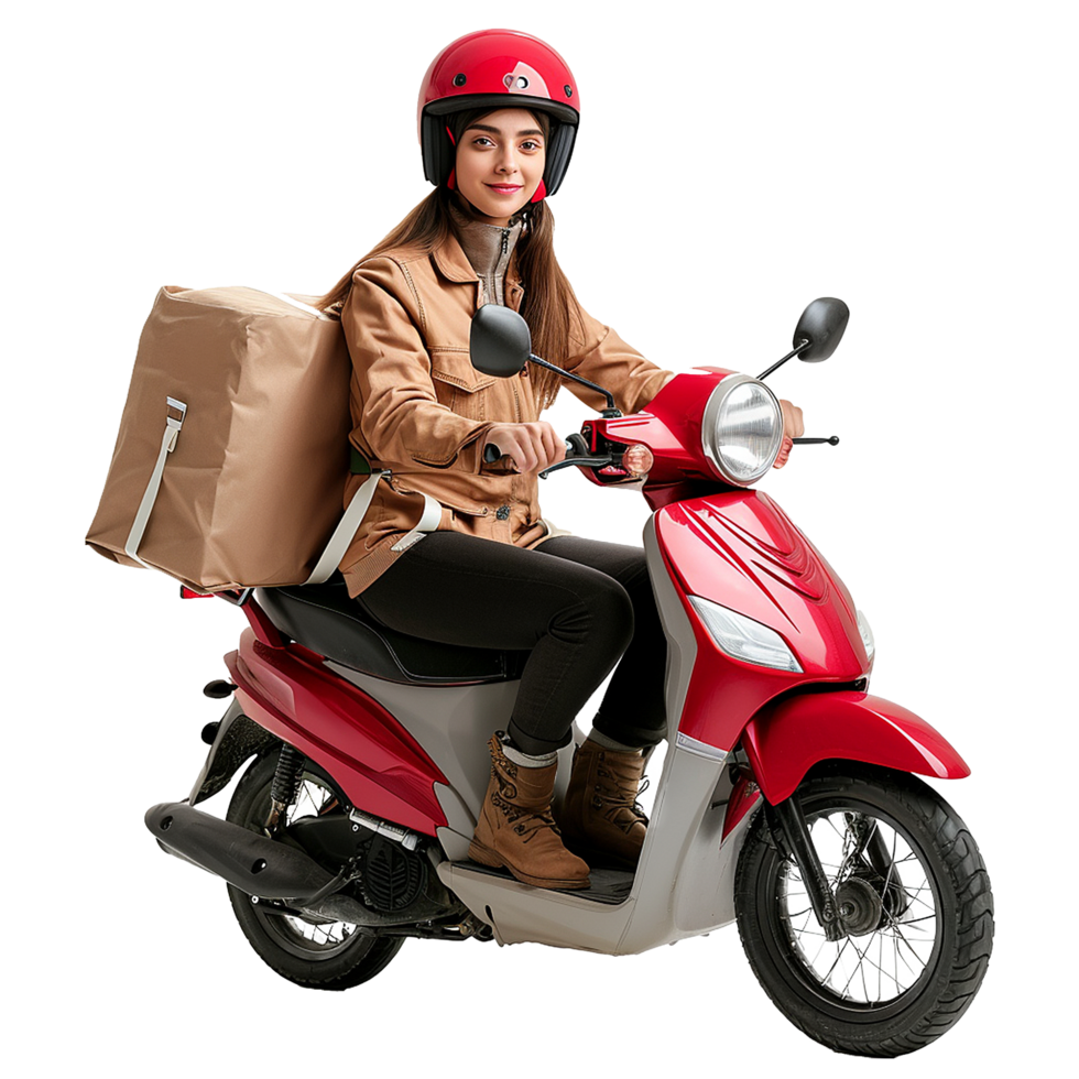 AI generated Delivery woman png isolated on transparent background