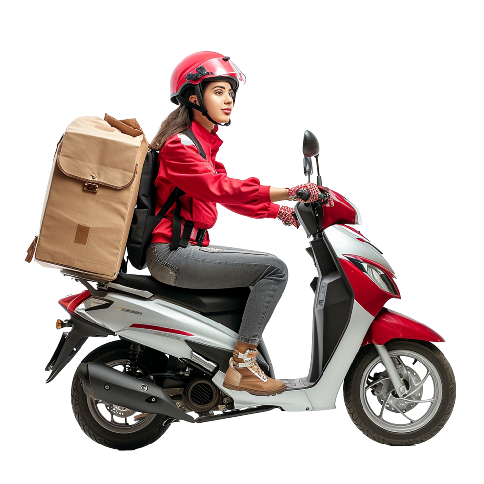AI generated Delivery woman png isolated on transparent background