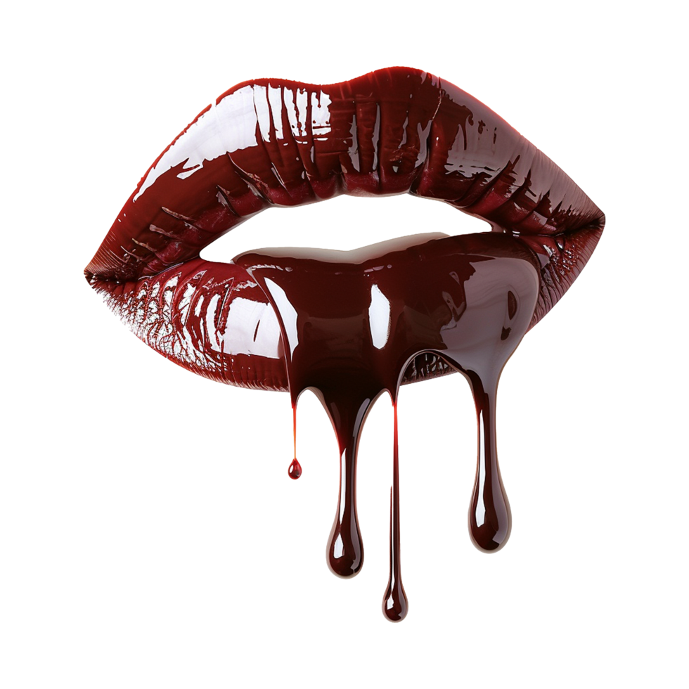 AI generated Chocolate dripping in lipstick shape isolated on transparent background png