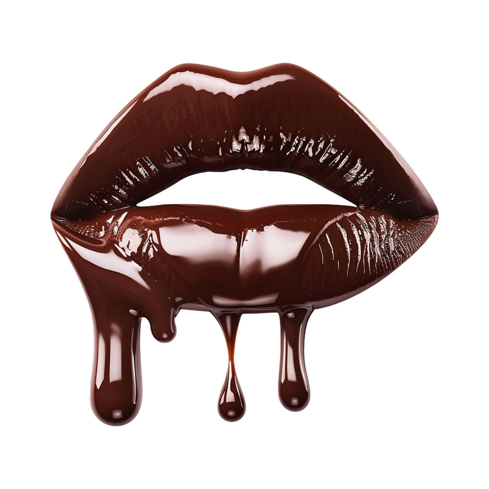 AI generated Chocolate dripping in lipstick shape isolated on transparent background png