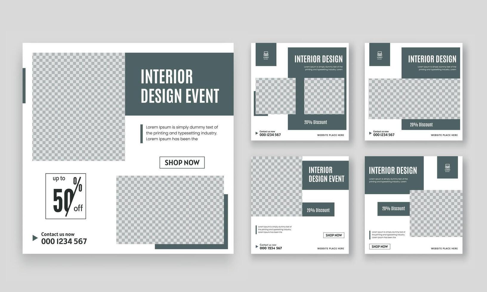 Interior Design Social Media Post and social media template vector
