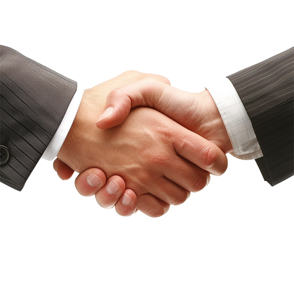 AI generated Two businessman hand shake png isolated on transparent background