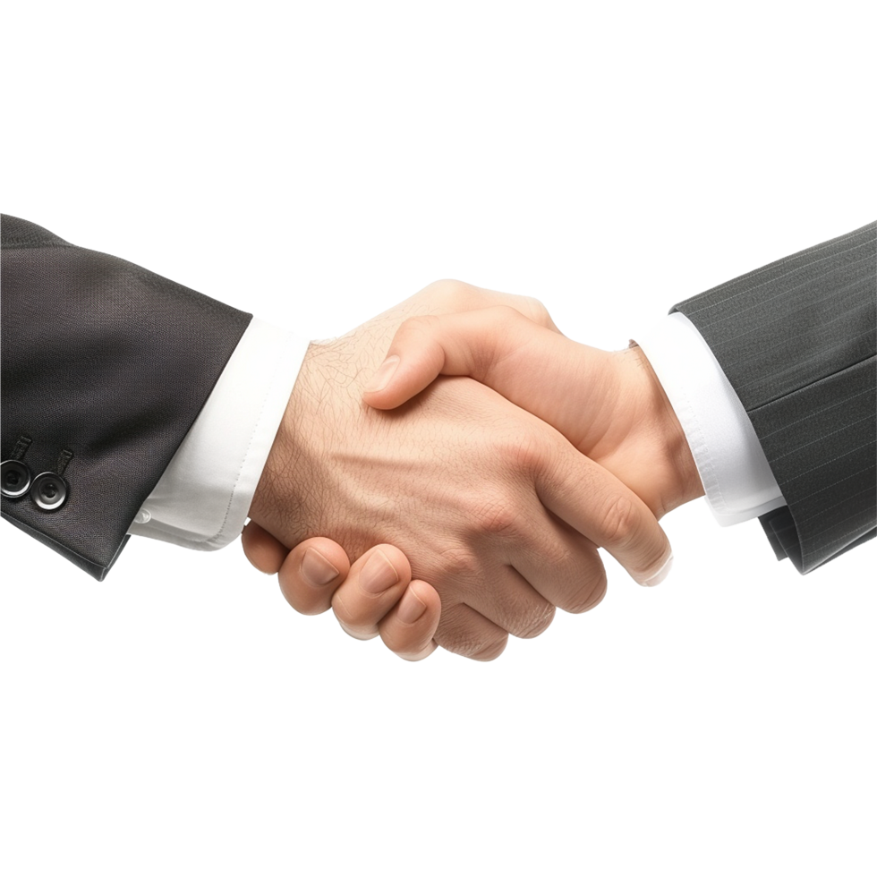 AI generated Two businessman hand shake png isolated on transparent background