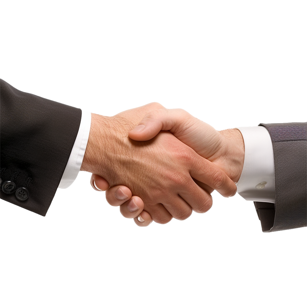 AI generated Two businessman hand shake png isolated on transparent background