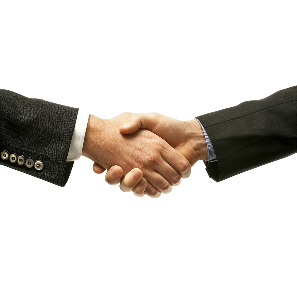 AI generated Two businessman hand shake png isolated on transparent background