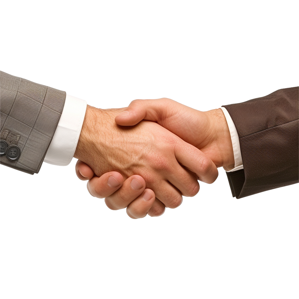 AI generated Two businessman hand shake png isolated on transparent background