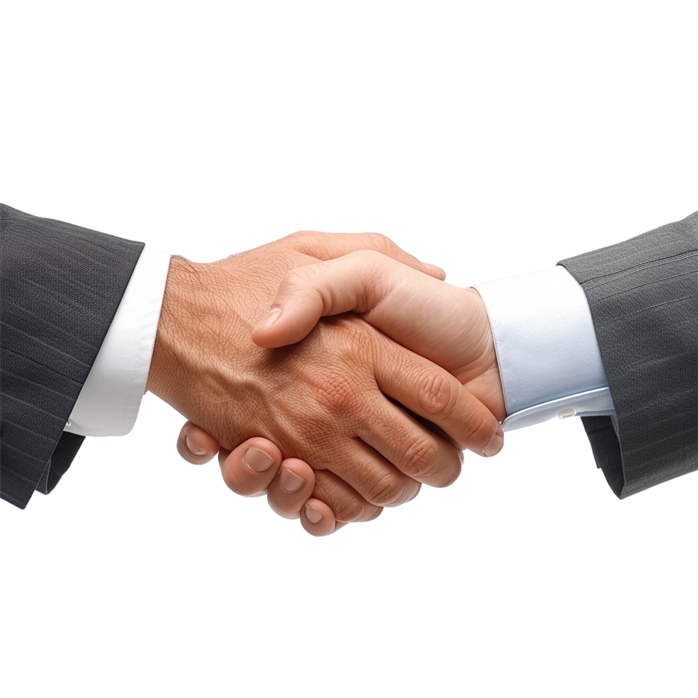 AI generated Two businessman hand shake png isolated on transparent background