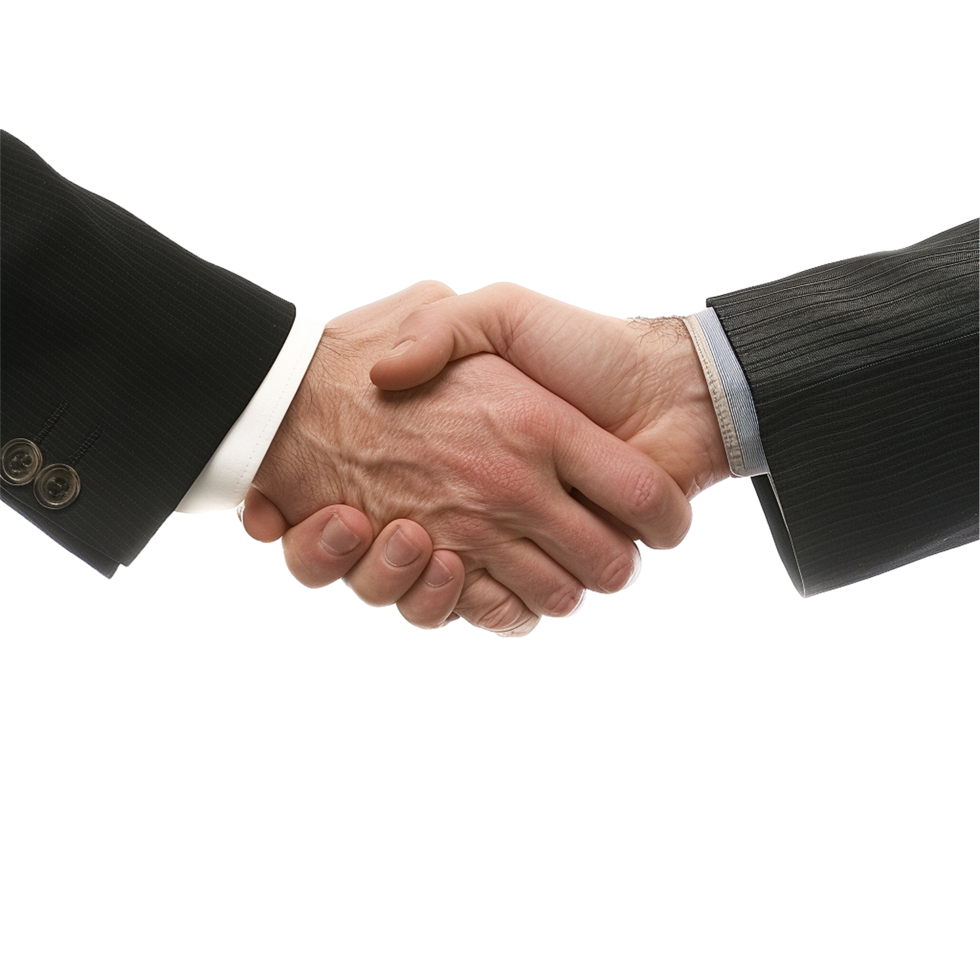 AI generated Two businessman hand shake png isolated on transparent background